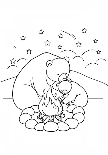 Cozy Campfire & Stargazing camping Coloring Pages