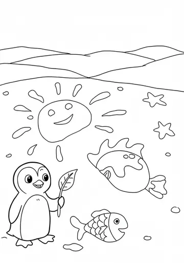 1 Creative Snow-Painting Penguin Coloring Page
