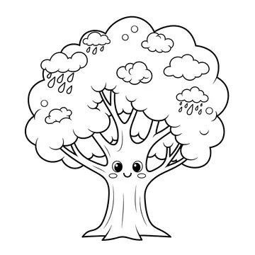 Free Happy Tree Coloring Page for Kids