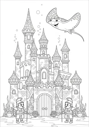 Underwater Castle Kingdom Coloring Page