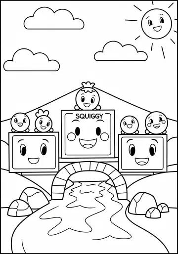 Squiggy & Friends Square Imposter Coloring Pages
