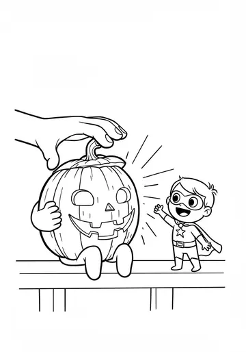 Superhero Helper Jack-O'-Lantern Coloring Pages