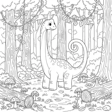 Brachiosaurus with Spiral Tail Coloring Page