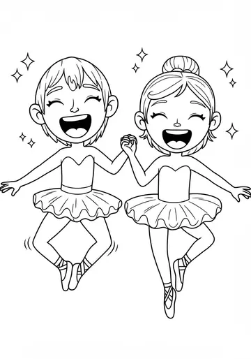 Dancing & Giggling Ballerina Coloring Pages