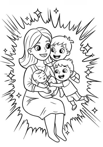 Cuddle Power Up! National Breastfeeding Month Coloring Pages