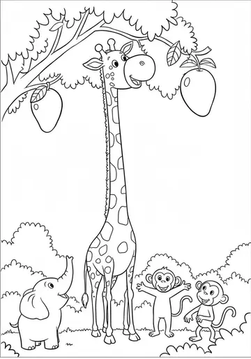 Dancing & Learning animal Coloring Pages Gerry Giraffe