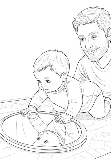 Mirror Mystery Cute Baby Coloring Pages for 3-5