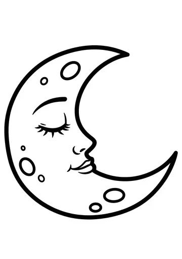 Adorable Sleeping Moon Coloring Page for Kids