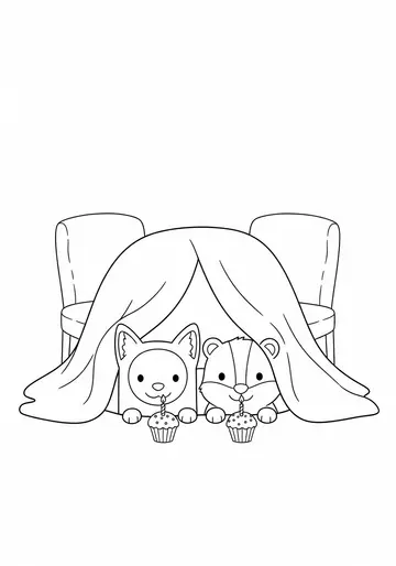 Cozy Blanket Fort happy birthday Coloring Pages