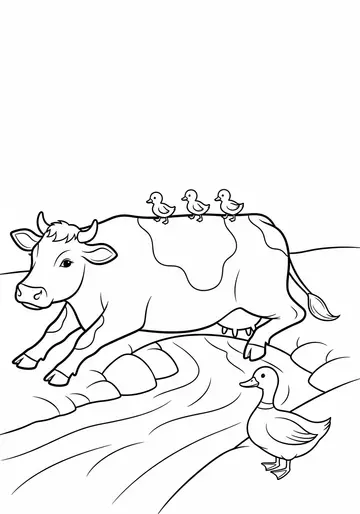 Helpful Bessie the Cow Bridge Coloring Pages