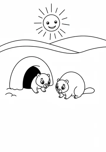 Playing & Learning Groundhog Day Coloring Pages