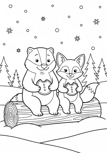 Barnaby Badger's Quiet Christmas Coloring Pages