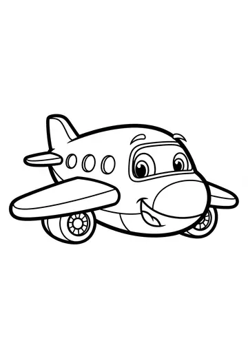 Happy Airplane Coloring Page for Kids