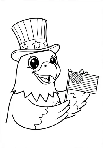 Uncle Sam Eagle Coloring Page for Kids