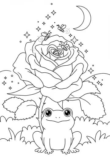 Magical Moon Roses Coloring Pages for Kids