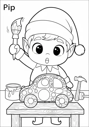 Santa's Workshop Pip's Rainbow-Dot Racer Coloring Pages