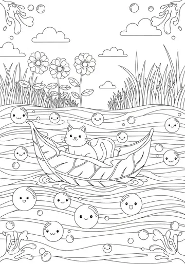 Sailing & Fun Loaf Cat Coloring Pages