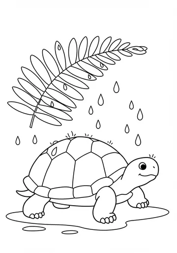 Cozy Rainy Day Turtle Coloring Pages
