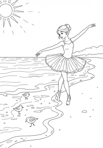 Isla Discovers the Beach Ballerina Coloring Pages