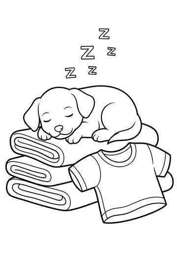 Cozy Naptime Puppy Coloring Pages for Toddlers