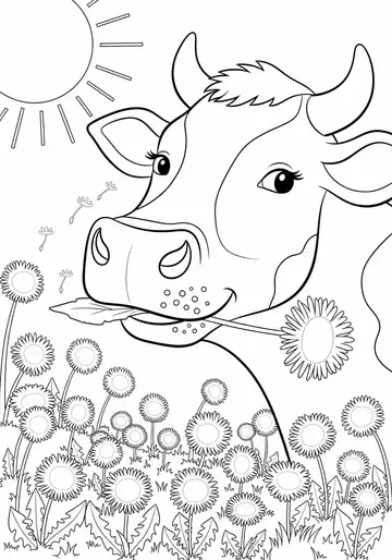Flora the Dandelion-Loving Cow Coloring Pages