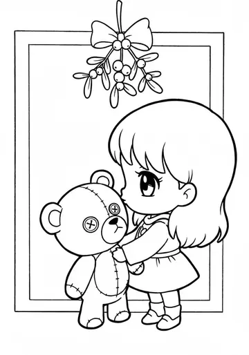 Teddy Bear's Christmas Kiss Coloring Pages