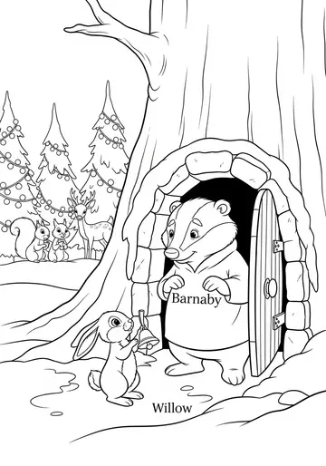 Barnaby Badger's Holiday Cheer Coloring Pages