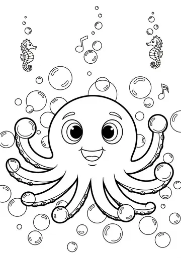 Musical Fun sea animal Coloring Pages for Ages 3-5
