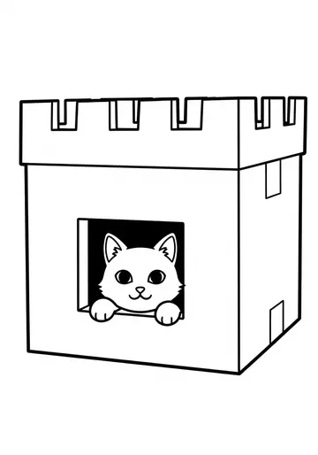 Jasper's Cardboard Castle cat Coloring Pages for Kids