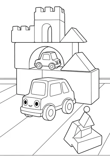 Toy Car's number 4 Block Castle Coloring Pages