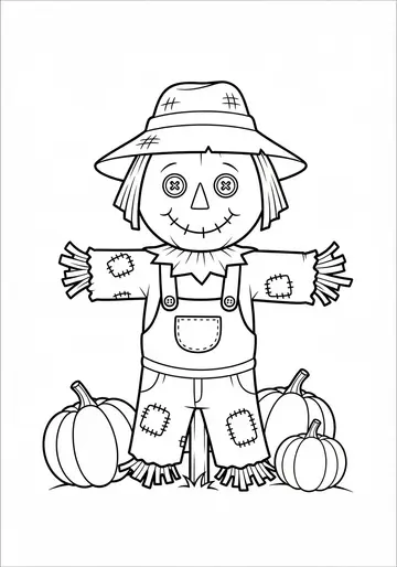 Happy Scarecrow Coloring Page for Kids