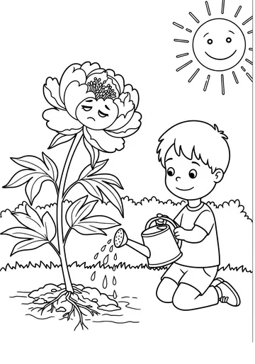 Garden Adventure Peonies Coloring Pages Tom's Helper
