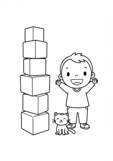 Toddler Leo Builds a Tower Coloring Pages