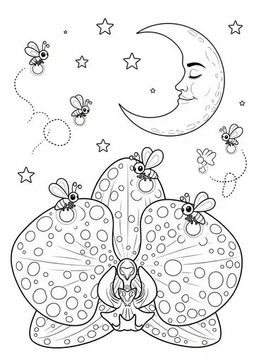 Night-time Adventure Orchids Coloring Pages
