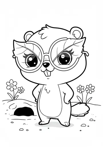 Groundhog Day Poppy's Sunglasses Coloring Pages