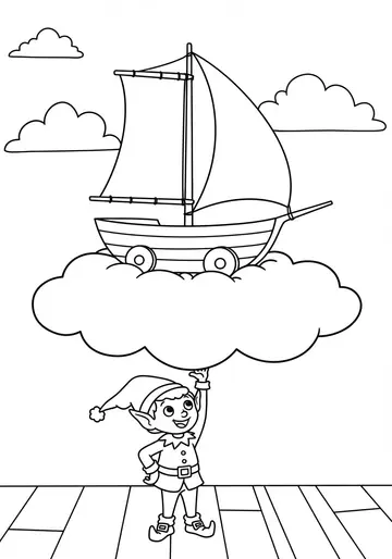 Gus's Floating Boat Santa's Workshop Coloring Pages