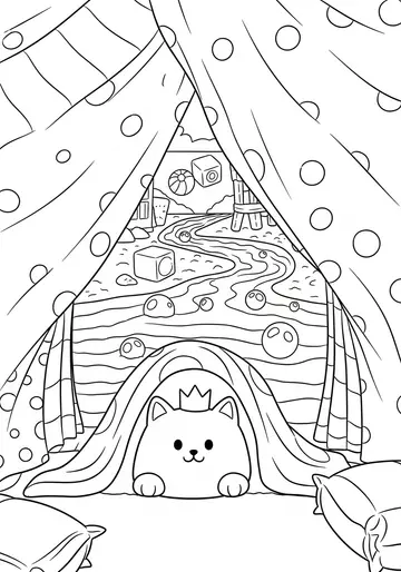 Loaf Cat's Cozy Blanket Fort Coloring Pages