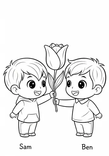 A Tulip for a Friend Kindness Coloring Pages