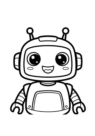 Beep Boop! Cute Robot Coloring Page Smiles!