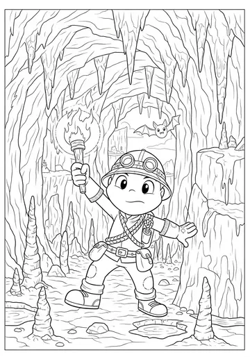 Sprunki Cave Explorer Coloring Page