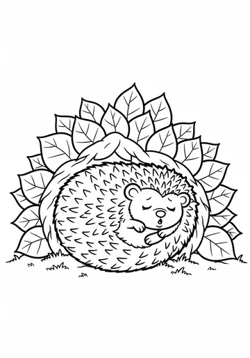 Hedgehog's Hibernation A Cozy autumn Coloring Page