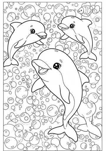 Happy Bubble Catch Dolphin Coloring Pages