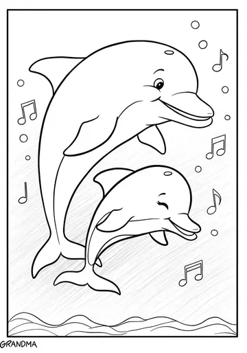 Family Song Dolphin Coloring Pages for Preschool
