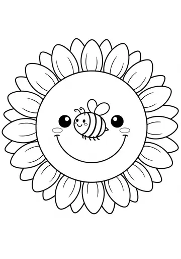 Nature Friends Sunflowers Coloring Pages for Preschool