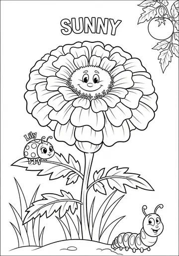 Smell Detective Marigolds Coloring Pages for Ages 3-5