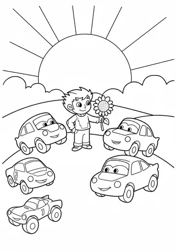Sunset Adventure cars Coloring Pages Flash Learns a Lesson